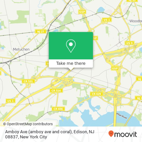 Amboy Ave (amboy ave and coral), Edison, NJ 08837 map