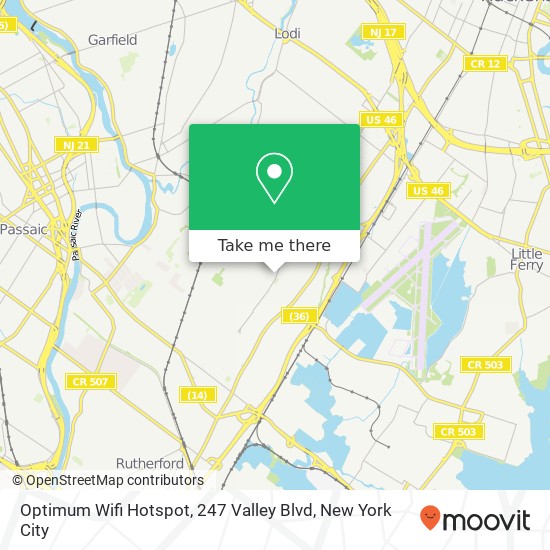 Mapa de Optimum Wifi Hotspot, 247 Valley Blvd