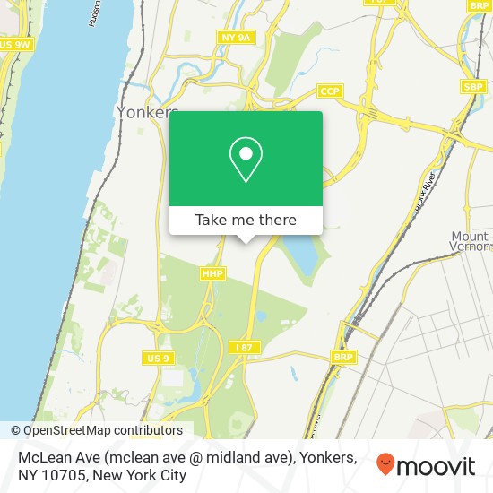 Mapa de McLean Ave (mclean ave @ midland ave), Yonkers, NY 10705