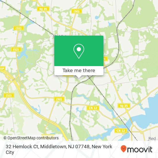 Mapa de 32 Hemlock Ct, Middletown, NJ 07748