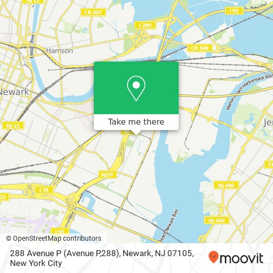 Mapa de 288 Avenue P (Avenue P,288), Newark, NJ 07105