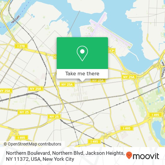 Mapa de Northern Boulevard, Northern Blvd, Jackson Heights, NY 11372, USA