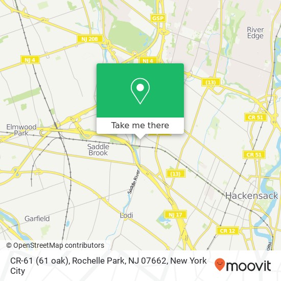 Mapa de CR-61 (61 oak), Rochelle Park, NJ 07662