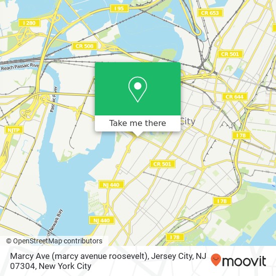 Mapa de Marcy Ave (marcy avenue roosevelt), Jersey City, NJ 07304