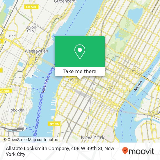 Mapa de Allstate Locksmith Company, 408 W 39th St