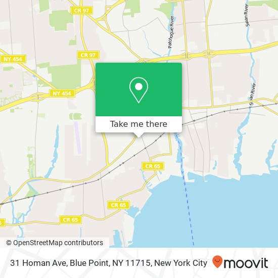 Mapa de 31 Homan Ave, Blue Point, NY 11715