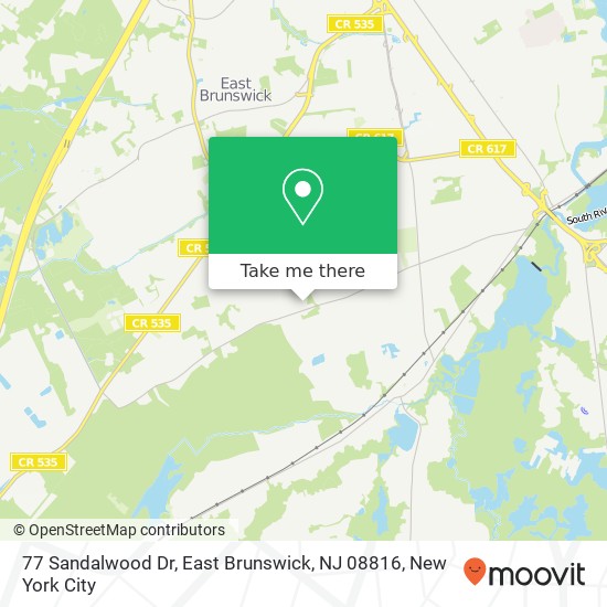 Mapa de 77 Sandalwood Dr, East Brunswick, NJ 08816