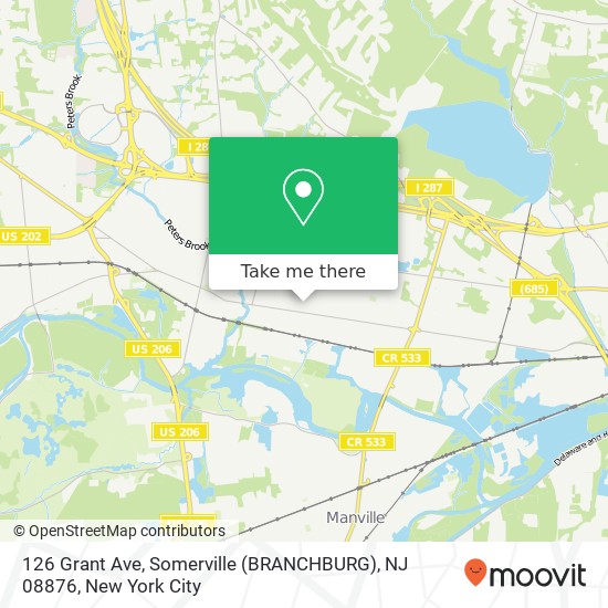 126 Grant Ave, Somerville (BRANCHBURG), NJ 08876 map