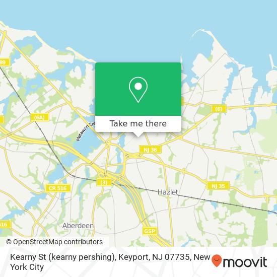 Mapa de Kearny St (kearny pershing), Keyport, NJ 07735