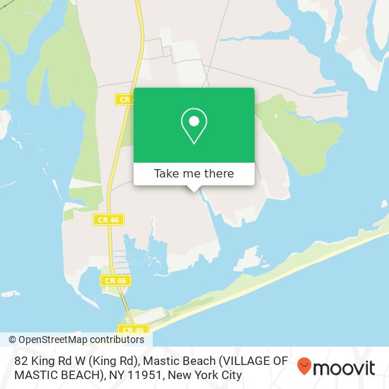 Mapa de 82 King Rd W (King Rd), Mastic Beach (VILLAGE OF MASTIC BEACH), NY 11951