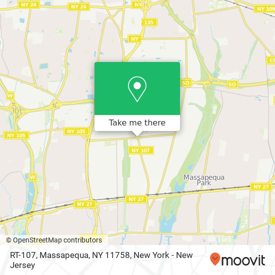 Mapa de RT-107, Massapequa, NY 11758