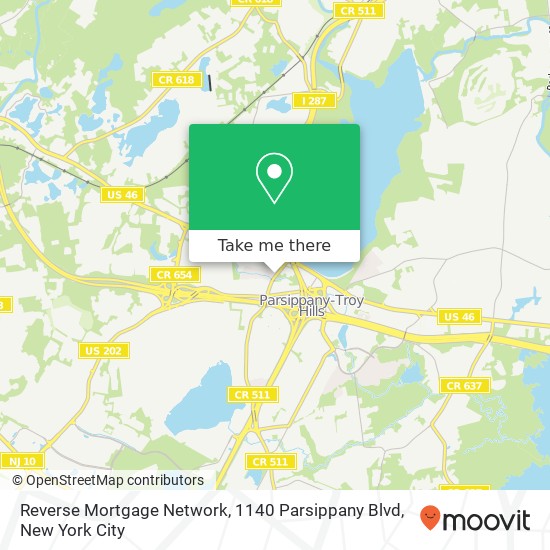 Mapa de Reverse Mortgage Network, 1140 Parsippany Blvd