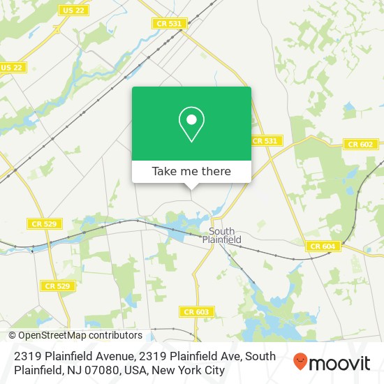 Mapa de 2319 Plainfield Avenue, 2319 Plainfield Ave, South Plainfield, NJ 07080, USA