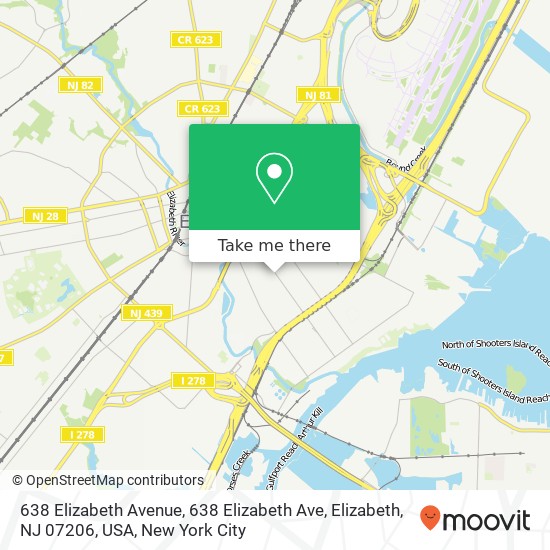 Mapa de 638 Elizabeth Avenue, 638 Elizabeth Ave, Elizabeth, NJ 07206, USA