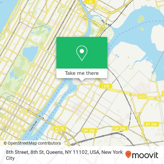 Mapa de 8th Street, 8th St, Queens, NY 11102, USA