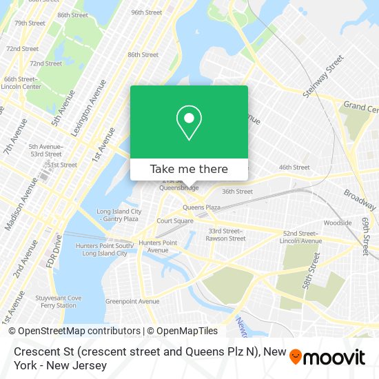 Mapa de Crescent St (crescent street and Queens Plz N)
