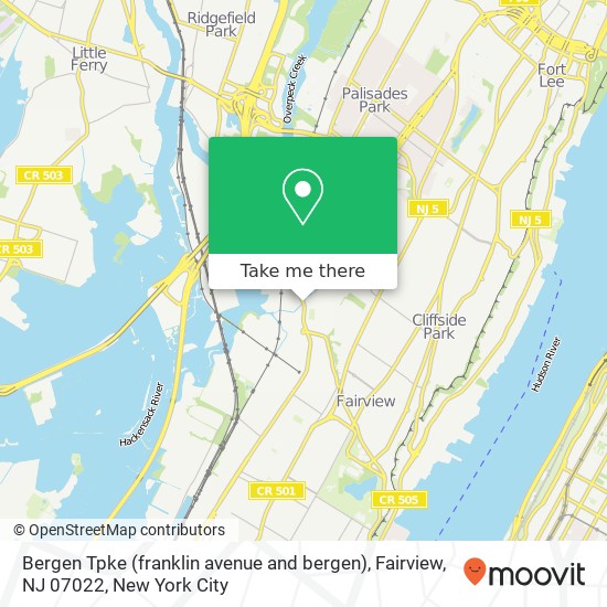 Bergen Tpke (franklin avenue and bergen), Fairview, NJ 07022 map