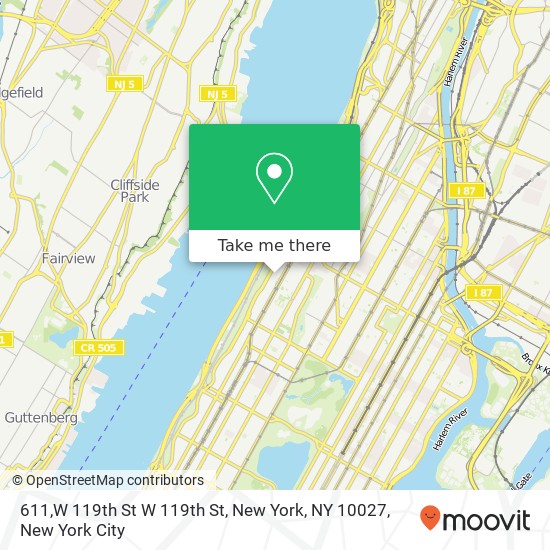 Mapa de 611,W 119th St W 119th St, New York, NY 10027