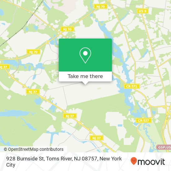 Mapa de 928 Burnside St, Toms River, NJ 08757
