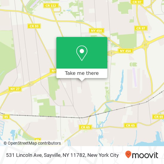 Mapa de 531 Lincoln Ave, Sayville, NY 11782