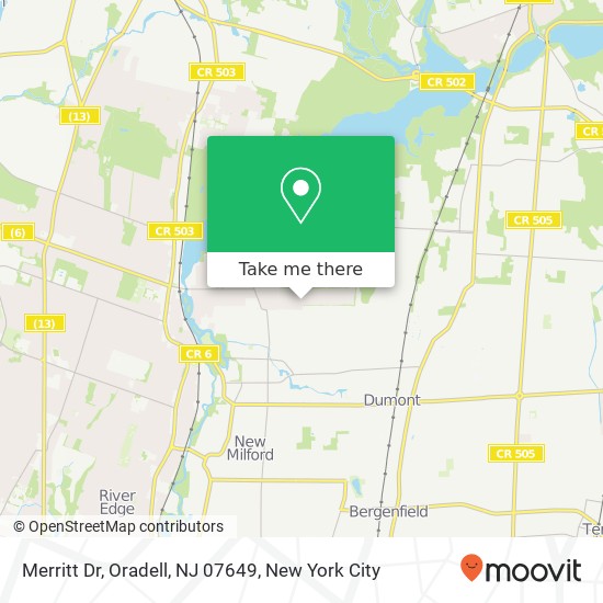 Mapa de Merritt Dr, Oradell, NJ 07649