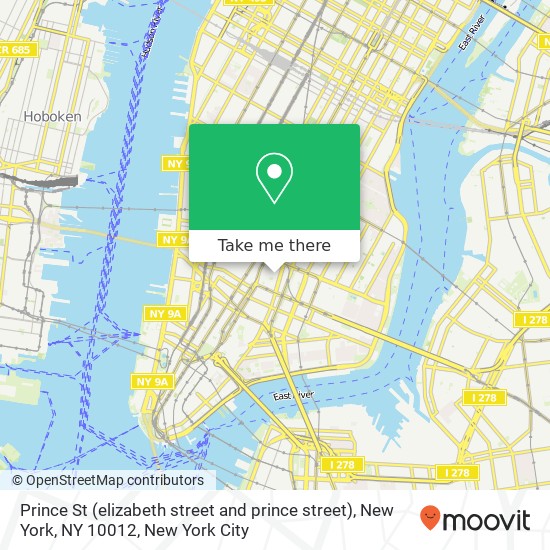 Mapa de Prince St (elizabeth street and prince street), New York, NY 10012