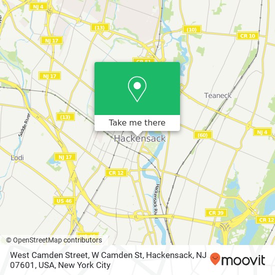 West Camden Street, W Camden St, Hackensack, NJ 07601, USA map
