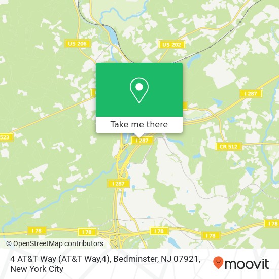 Mapa de 4 AT&T Way (AT&T Way,4), Bedminster, NJ 07921