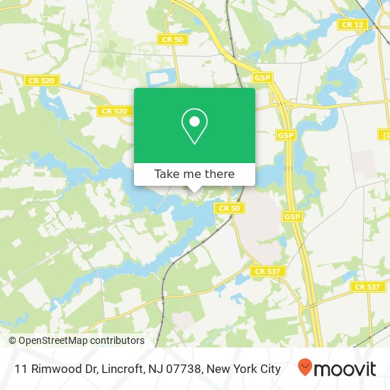 Mapa de 11 Rimwood Dr, Lincroft, NJ 07738