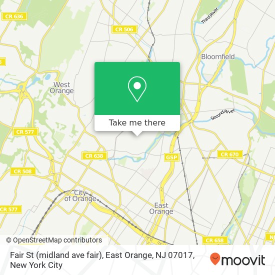 Mapa de Fair St (midland ave fair), East Orange, NJ 07017