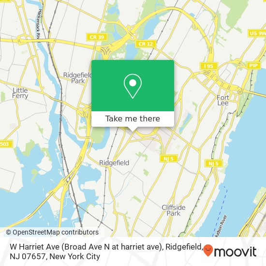 Mapa de W Harriet Ave (Broad Ave N at harriet ave), Ridgefield, NJ 07657