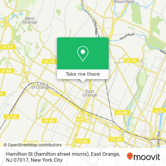 Hamilton St (hamilton street morris), East Orange, NJ 07017 map