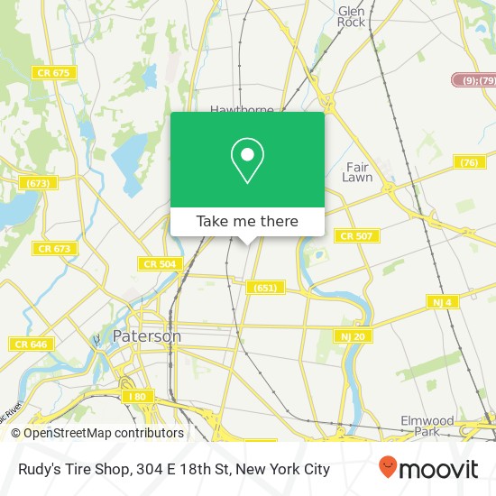 Mapa de Rudy's Tire Shop, 304 E 18th St