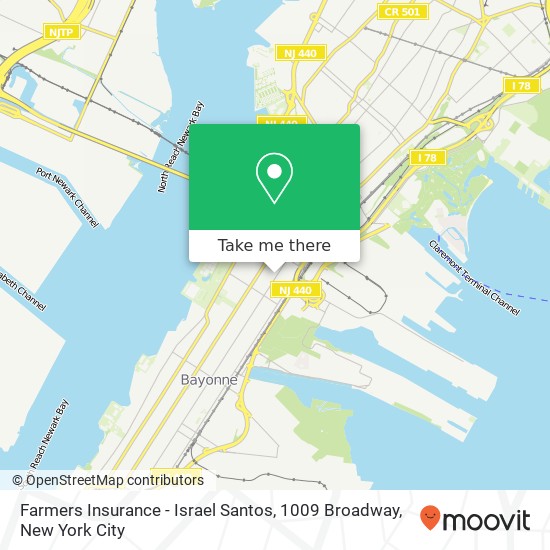 Mapa de Farmers Insurance - Israel Santos, 1009 Broadway