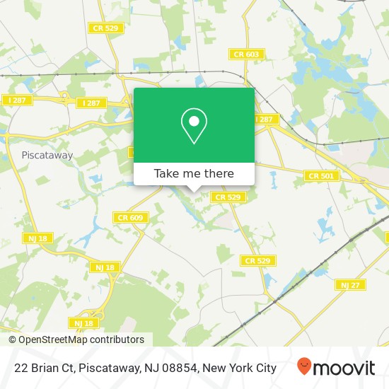 Mapa de 22 Brian Ct, Piscataway, NJ 08854