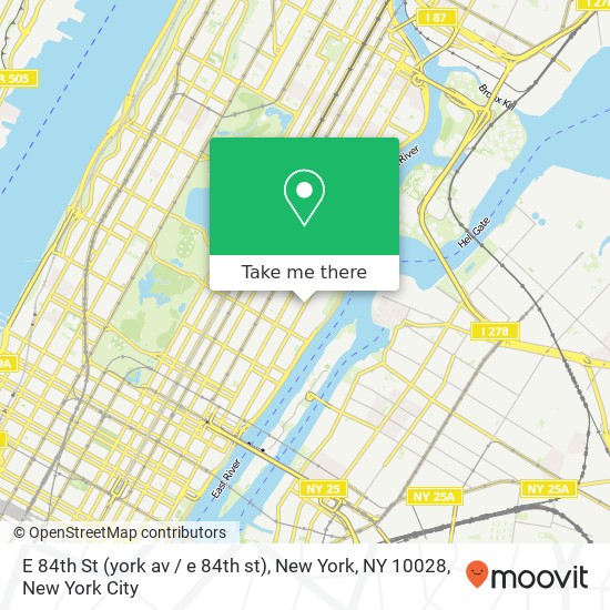 Mapa de E 84th St (york av / e 84th st), New York, NY 10028