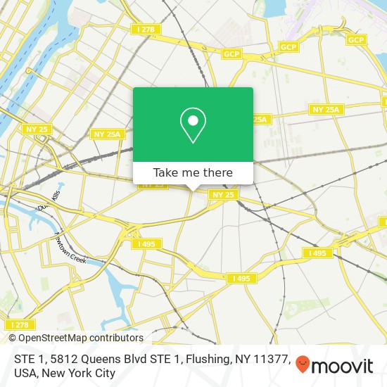 Mapa de STE 1, 5812 Queens Blvd STE 1, Flushing, NY 11377, USA