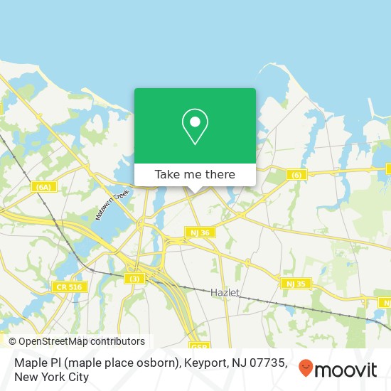Mapa de Maple Pl (maple place osborn), Keyport, NJ 07735