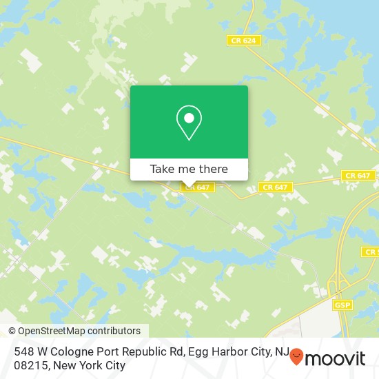 Mapa de 548 W Cologne Port Republic Rd, Egg Harbor City, NJ 08215
