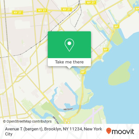 Mapa de Avenue T (bergen t), Brooklyn, NY 11234