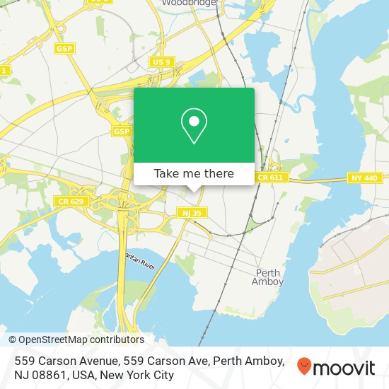 Mapa de 559 Carson Avenue, 559 Carson Ave, Perth Amboy, NJ 08861, USA