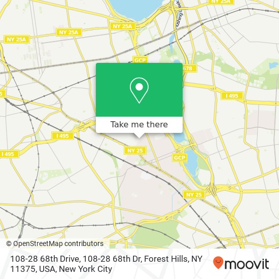 Mapa de 108-28 68th Drive, 108-28 68th Dr, Forest Hills, NY 11375, USA