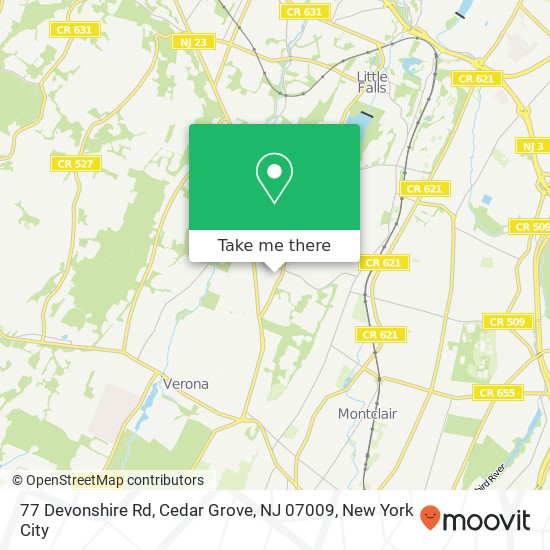 Mapa de 77 Devonshire Rd, Cedar Grove, NJ 07009