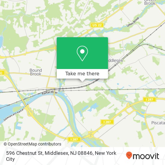 Mapa de 596 Chestnut St, Middlesex, NJ 08846