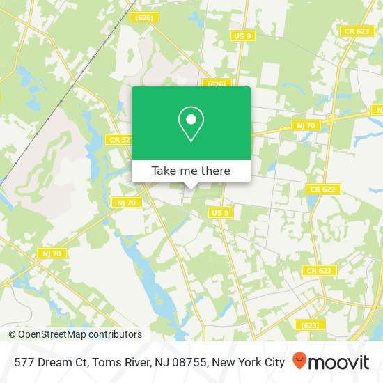 Mapa de 577 Dream Ct, Toms River, NJ 08755