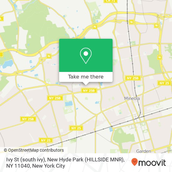 Mapa de Ivy St (south ivy), New Hyde Park (HILLSIDE MNR), NY 11040
