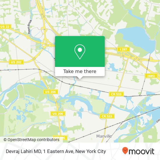 Mapa de Devraj Lahiri MD, 1 Eastern Ave