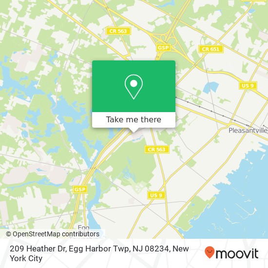 Mapa de 209 Heather Dr, Egg Harbor Twp, NJ 08234