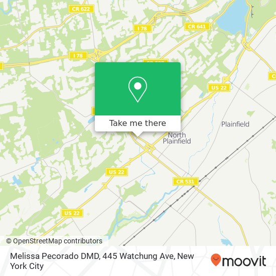Mapa de Melissa Pecorado DMD, 445 Watchung Ave