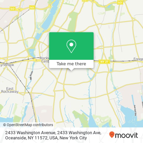 Mapa de 2433 Washington Avenue, 2433 Washington Ave, Oceanside, NY 11572, USA